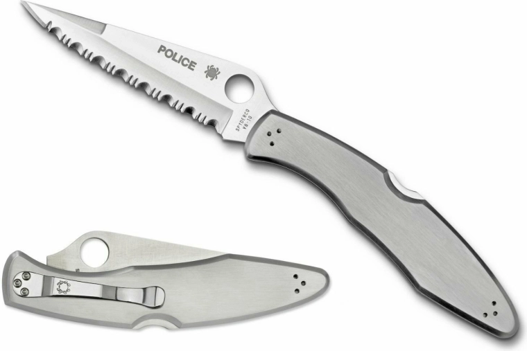 Spyderco Police nazubljeni džepni nož, potpuno čelični 10,7 cm