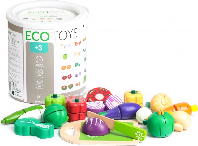 Drvena povrće za rezanje Ecotoys 20 kom