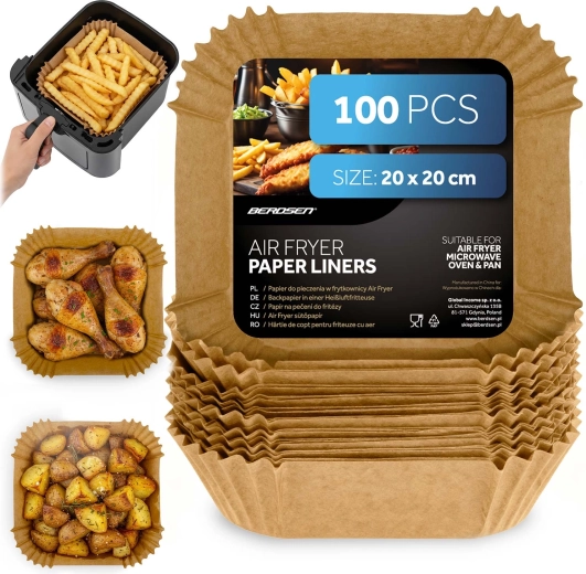 Papirnati ulošci za fritezu na vrući zrak 20 × 20 cm – 100 kom