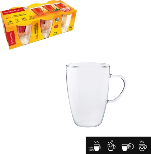 Set od 6 toplinski otpornih staklenih šalica s drškom Agata 350 ml