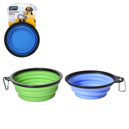 Sklopiva zdjelica za pse i mačke 1000 ml s karabinom