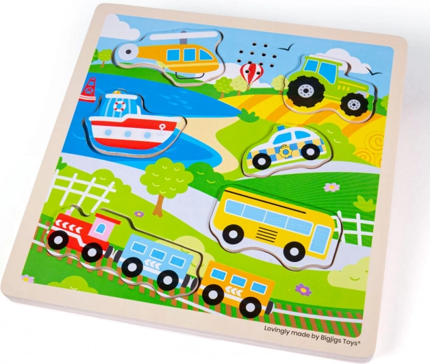 Drvena slagalica s umetanjem sa zvukovima - Prijevozna sredstva