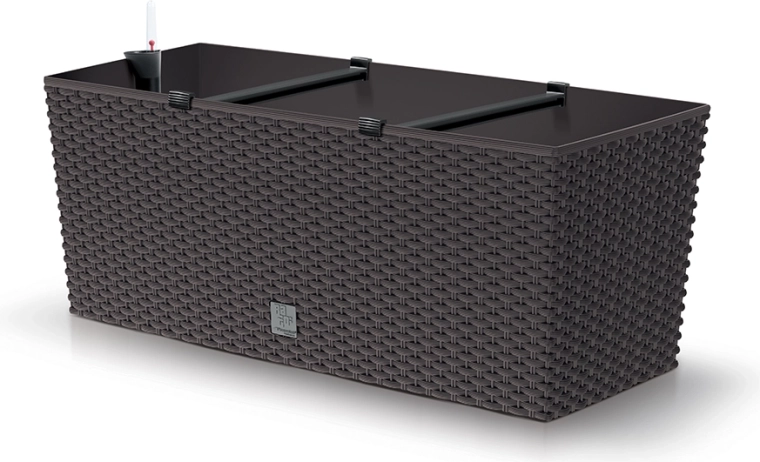 Samozalijevajući ratan žardinjer 50 cm umbra