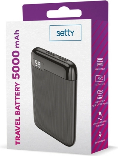 Setty power banka 5000 mAh s LCD zaslonom