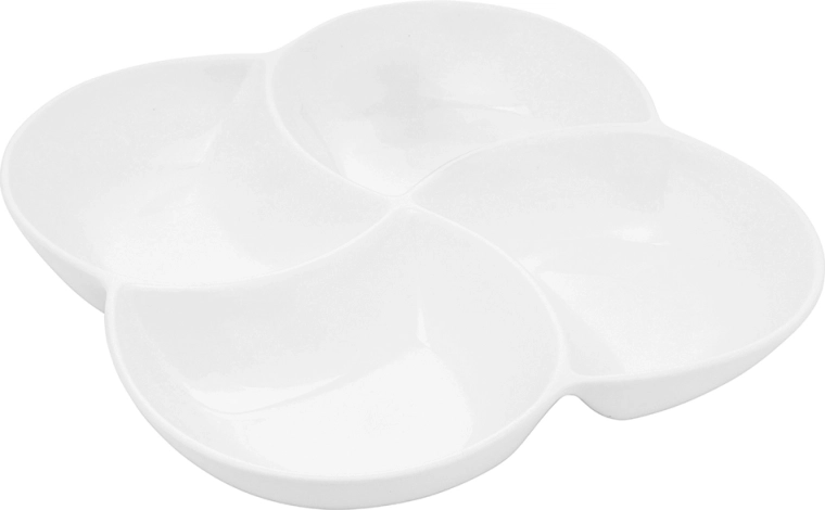 Regular porculanska podijeljena posuda za posluživanje, 4 odjeljka, 26,5 cm, krem boja