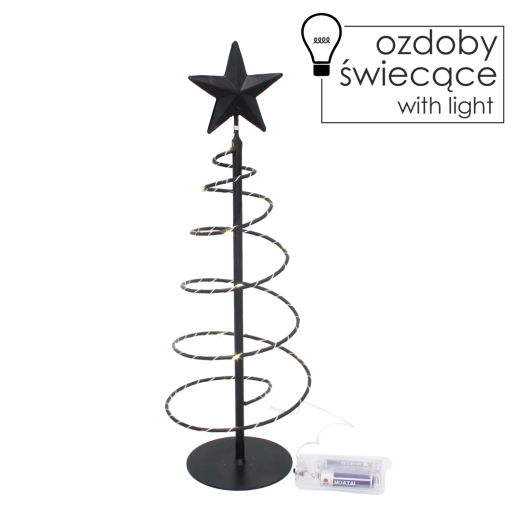 Božićno metalno drvce s LED osvjetljenjem 39 cm – crno
