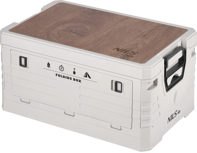 Sklopiva spremnica s poklopcem i drvenom pločom 32 l, bež