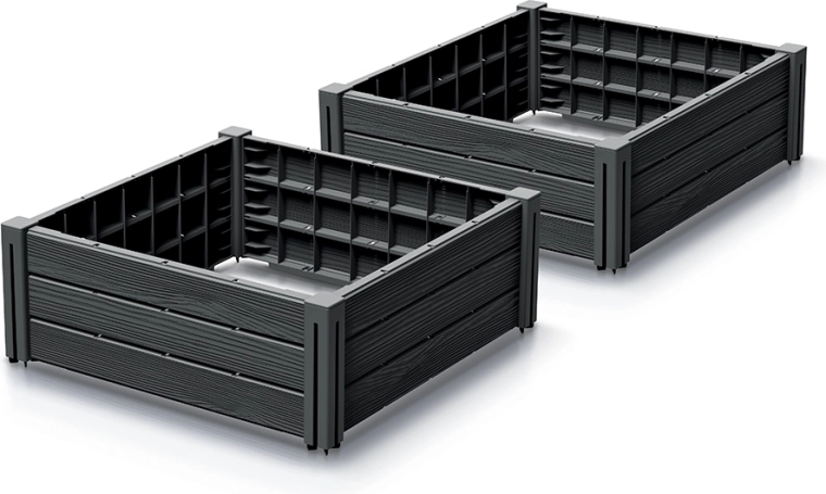 Set povišenih gredica BASEPLANT, 2 kom, 61,8 × 61,8 × 23 cm, antracit