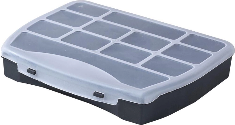 Organizator DOMINO 250 × 200 × 44 mm, crni/prozirni