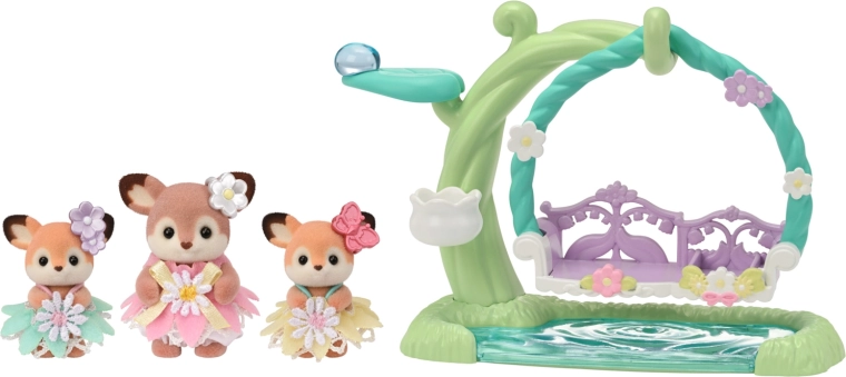 Sylvanian Families jelenići na cvjetnoj ljuljački – igraći set s 3 figurice