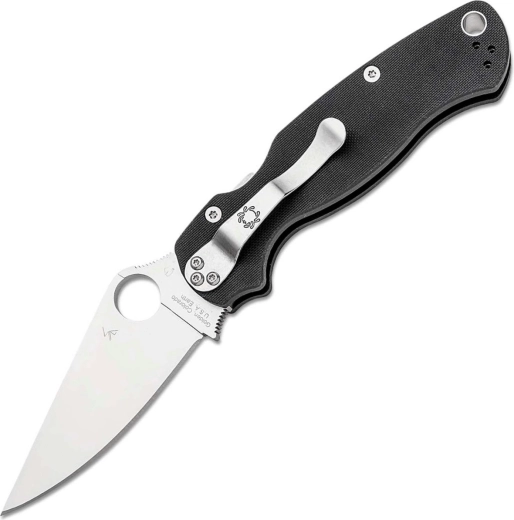 Spyderco Para Military 2 sklopivi nož za ljevake, 8,7 cm, satin, crni G10