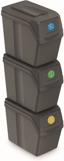 Set 3 koševa za razvrstavanje otpada SORTIBOX, 3×20 l, sivi kamen