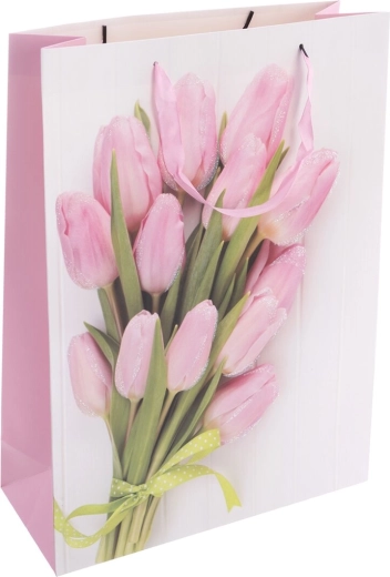 Poklon papirnata vrećica s motivom tulipana 44 × 12 × 32 cm
