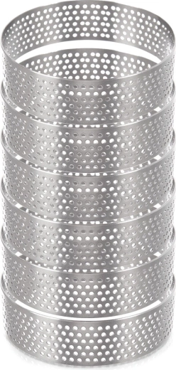 Perforirani inox obruči za tartlete 7 cm, set 6 kom