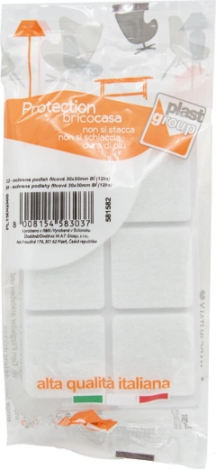 Filtarske samoljepljive podloge za namještaj 30 × 30 mm, bijele (12 kom)