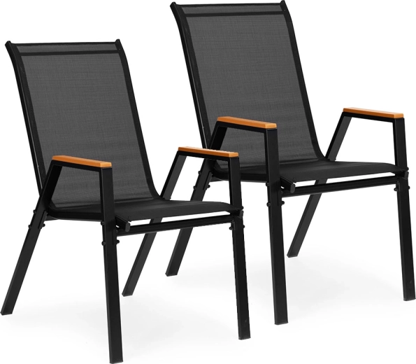 Set od 2 vrtne stolice za terasu i balkon, crne, MultiGarden
