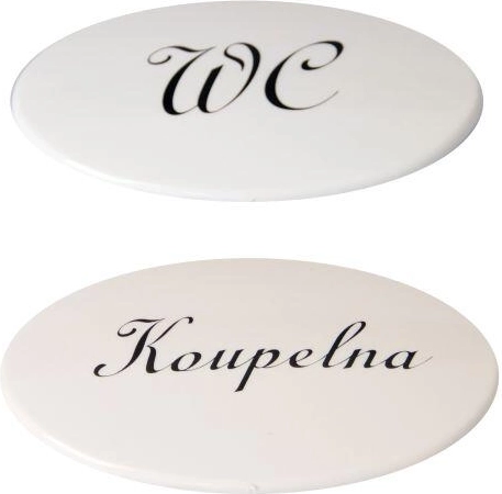 Set vratnih oznaka WC i kupaonica – bijela plastika, 2 dijela