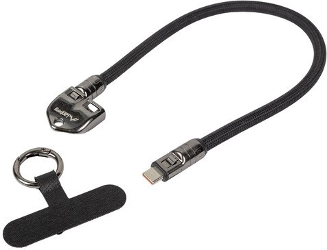 Lanberg USB-C kabel s privjeskom i omčom 30 cm 240 W crni