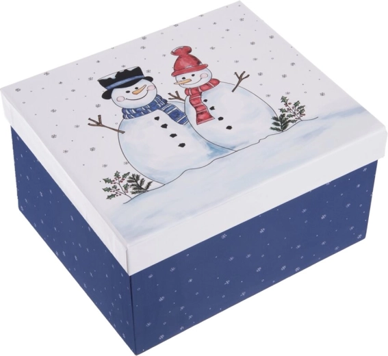Poklon kutija od papira s motivom snjegovića, plava 21 × 18,5 × 11,5 cm