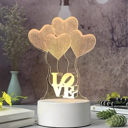 Noćna LED lampa Love srce 3D iluzija na USB