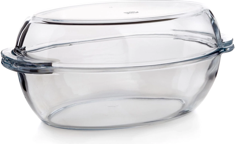 Ovalna staklena posuda za pečenje s poklopcem 4 l