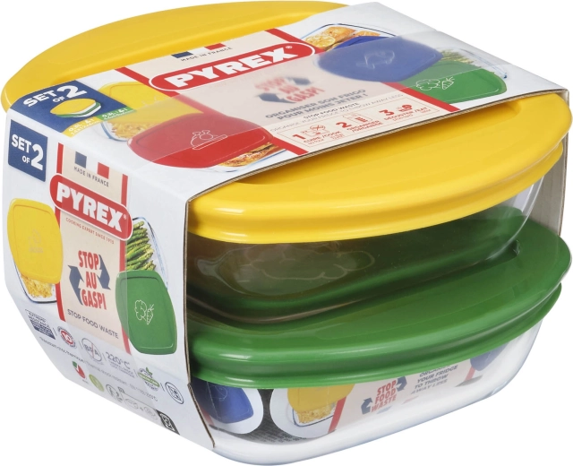 Set kvadratnih posuda PYREX 2 kom 0,3 l staklo