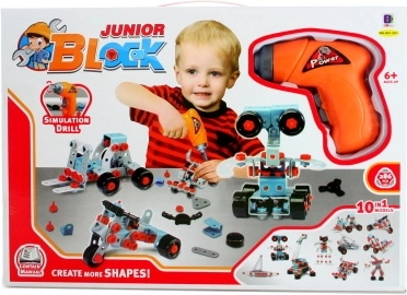Konstrukcijski set Junior Block s bušilicom – 10u1 komplet za djecu 6+