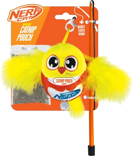 Nerf Cat plišani ptić s zvončićem na štapu 9 cm