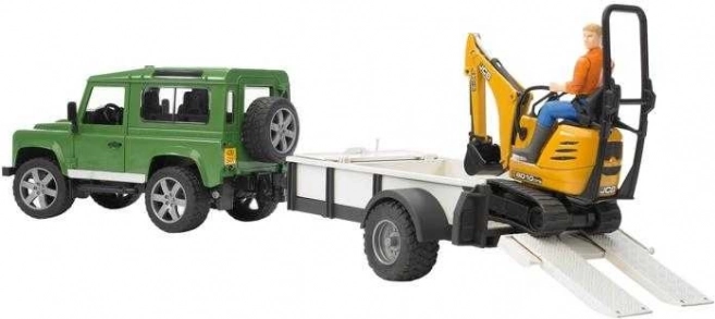 Igraći set Bruder SUV i gusjeničasti mini bager JCB s prikolicom