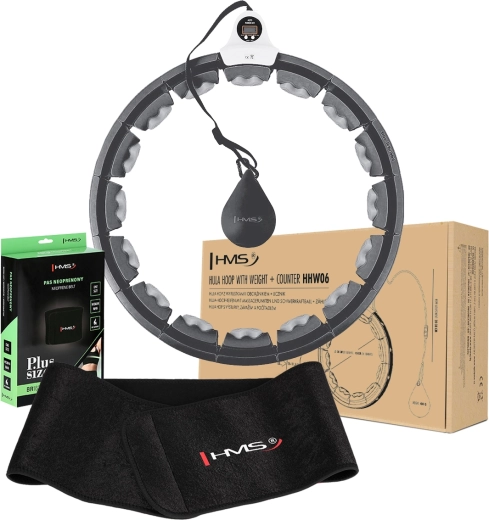 Set masažnog hula hoopa s utezima i brojačem + steznik za oblikovanje struka HMS