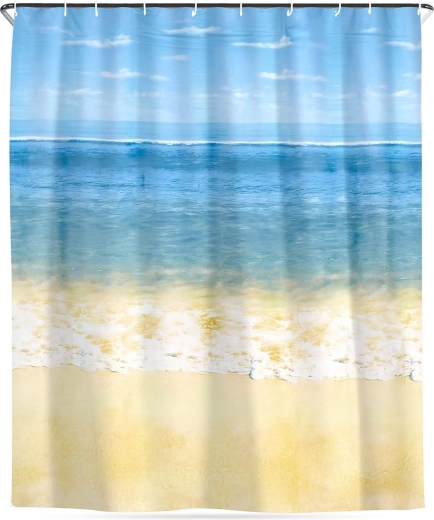Vodootporna zavjesa za tuš s kukicama Plaža 180 × 180 cm