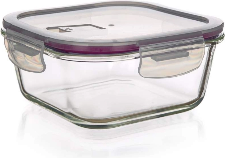 Staklena posuda za hranu Lora 500 ml - bordo poklopac