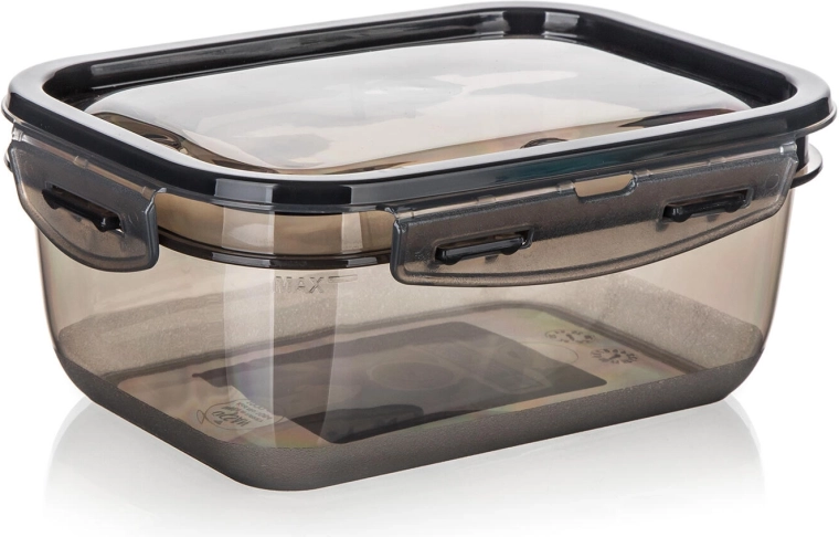 Kutija CADENZA pravokutna 1 l s klik zatvaračem, dimno prozirna plastika