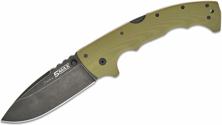 Sklopivi nož Cold Steel 5 Max Elite, oštrica 12,7 cm, Black Stonewash, zelena G10