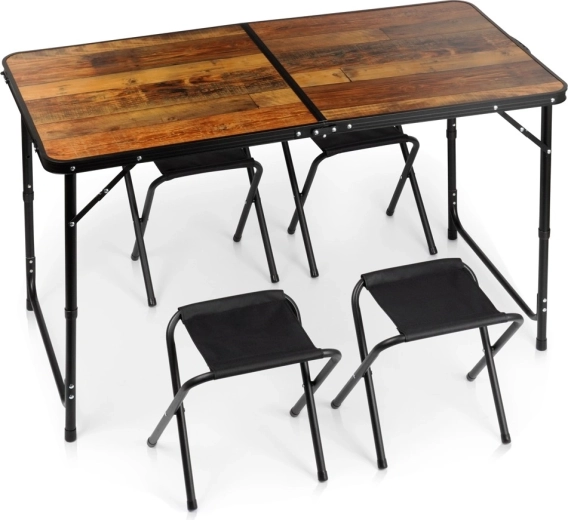 Vilde sklopivi turistički stol s 4 stolčića 3u1 120 × 60 cm