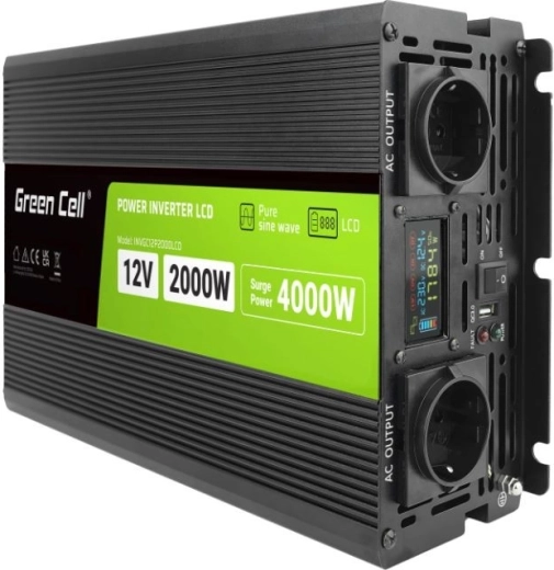 Pretvarač napona 12 V 2000 W čista sinusoidna valna forma s LCD zaslonom