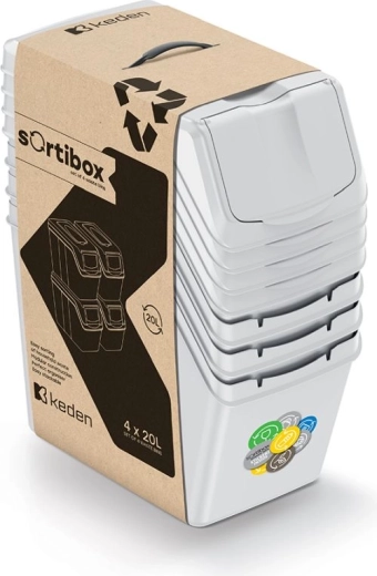 Set koševa za razvrstavanje otpada Sortibox, 4×20 l, pepeljasto siva