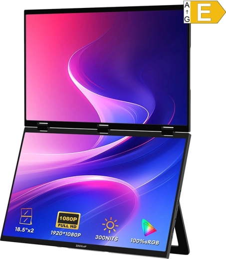 Zeuslap Z18W prijenosni dualni monitor 2× 18,5" Full HD