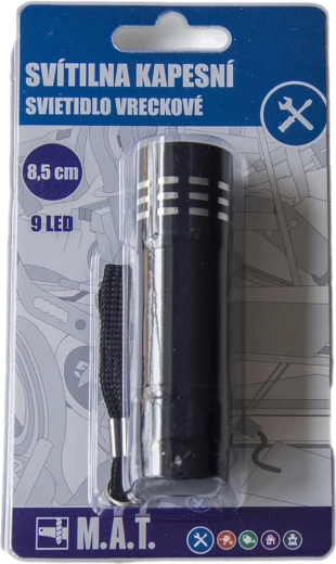 Džepna aluminijska LED svjetiljka 9 LED, crna, 8,5 cm