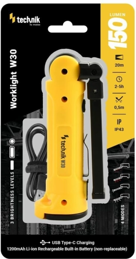 Technik W30 punjiva radna svjetiljka COB LED 150 lm s crvenim svjetlom