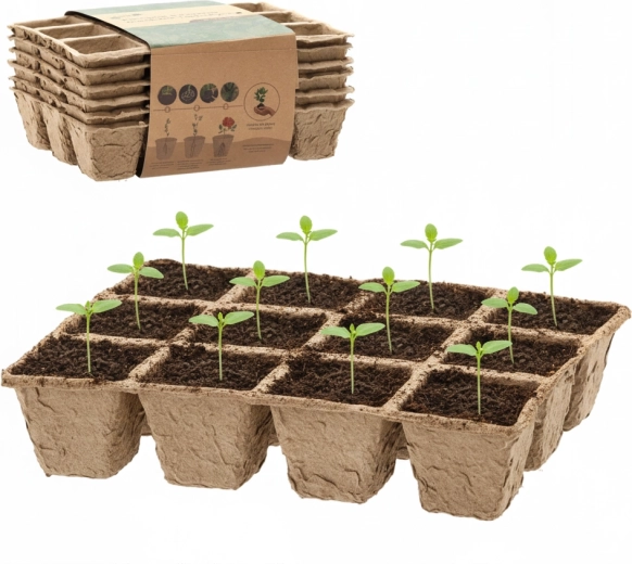 Set od 6 biorazgradivih uzgojnih paleta 21 × 17 × 4,5 cm