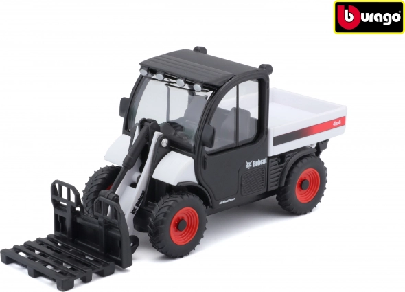 Bburago BOBCAT TOOLCAT 5600 S VILJUŠKAROM ZA PALETE BIJELO & CRNO DIECAST