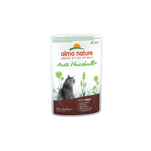 Almo Nature Anti‑Hairball vrećica za mačke s govedinom, 70 g