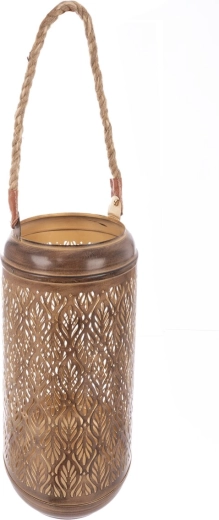 Svijećnjak Blade od metala i jute u smeđe-zlatnoj boji, 31 cm