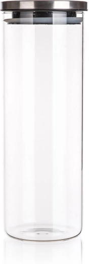 Staklena okrugla posuda FREIA 1,8 l s poklopcem od nehrđajućeg čelika