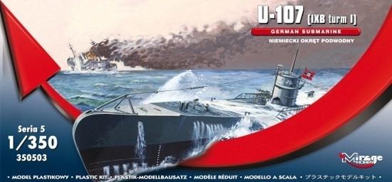 Plastični model podmornice U-Boot U-107 klase IXB