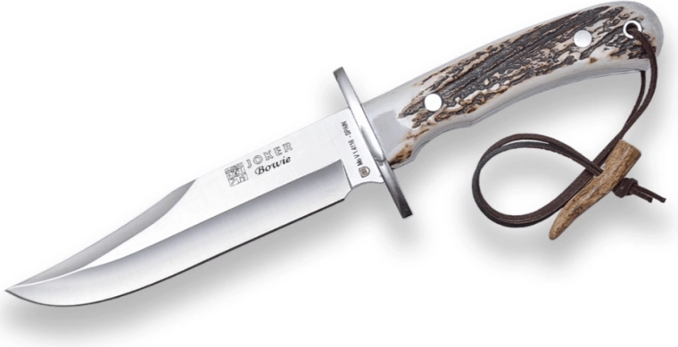 Joker CC96 bowie lovački nož 16 cm, ručka od roga, kožna futrola