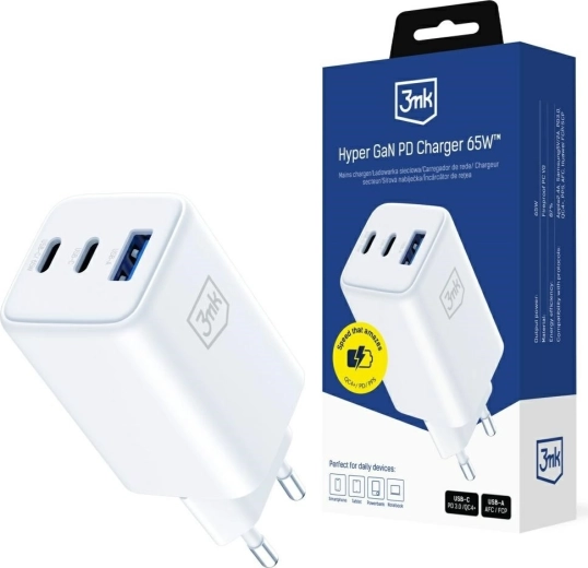 3mk Hyper GaN punjač 65 W bijeli