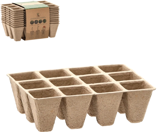Set od 10 tresetnih sadnih pladnjeva s teglicama 15,5 × 11,5 × 5 cm