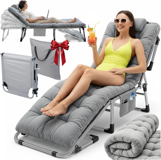 Sklopivi turistički krevet i vrtna ležaljka ChillWell Dream – siva